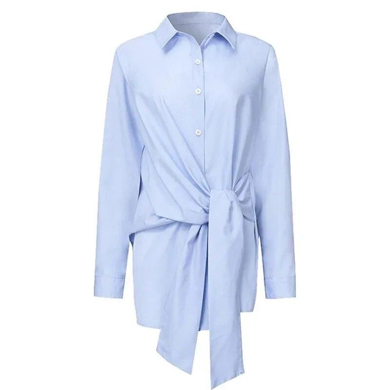 Women Shirt Blouse Button White Blouses Female Ruched Black Loose Shirts For Women Cotton Office Blouses