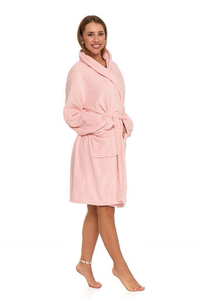 Women's Bathrobe with Pockets, Classic, Long, Warm, MORAJ XL Peach