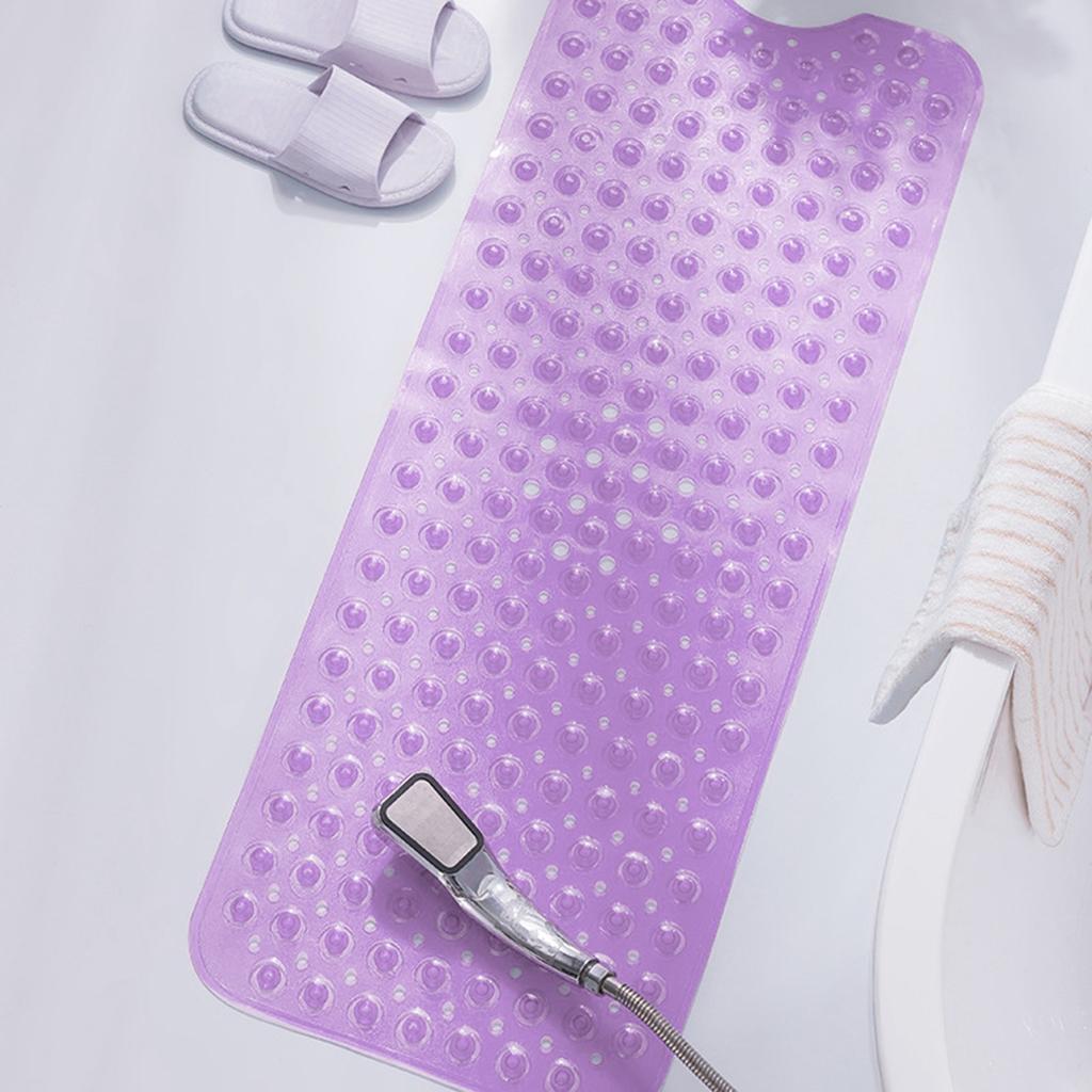 Bathroom Shower Mat 40x100cm PVC Skid Resistant Long Strip Shower Mats with Suction Cups for Home Purple