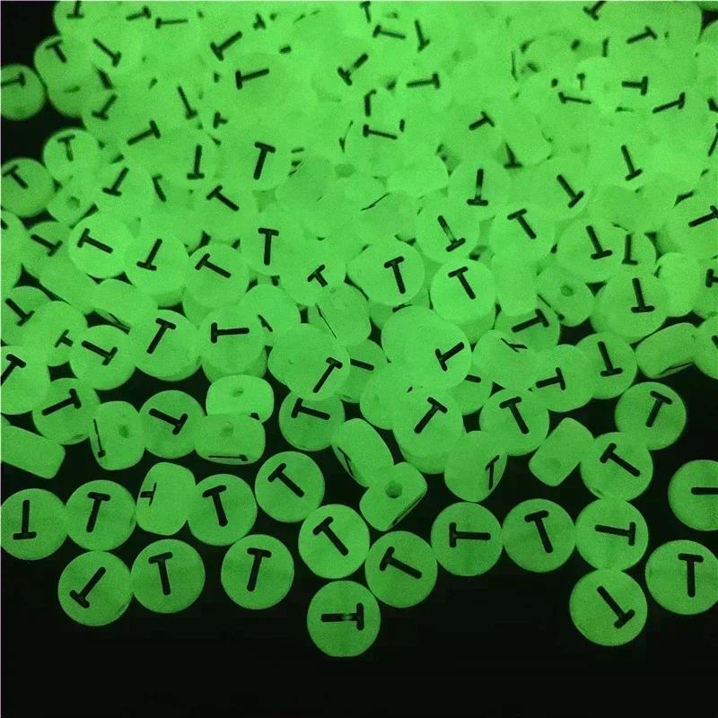 100-500PCS Acrylic Luminous A-Z 26Letter Beads Loose Spacer Alphabet Beads For Jewelry Making DIY Charms Bracelet Necklace