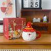 2024 Weihnachtsmann Tasse Kreative Keramiktasse mit Deckel Hochwertige Tasse Feiertagsgeschenk Kaffeetasse für Paar