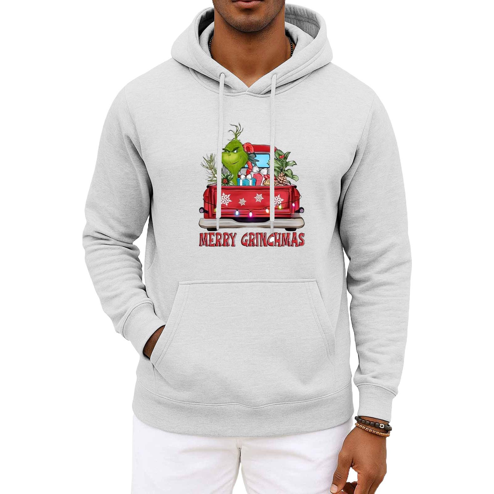 

Мужское и женское рождественское худи с капюшоном и длинными рукавами XL белый