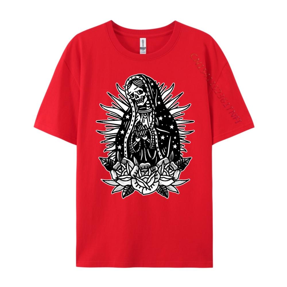 

Skeleton Mary Chicano X Roses Traditional Tattoo Flash Grahpic Tee Shirt Graphic T Shirts S