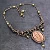 Natural Pink Opal Gemstone Handmade Copper Wire Wrap Jewelry Necklace 18" H2h40
