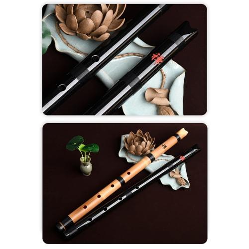 Jinchuan Shakuhachi Japanese Instrument for Beginners, 1 Shaku 8 Sun (4.5 ft.) Made of Madake and Katsura Bamboo, for Practice, Solid Black Wood (Blac