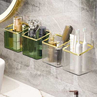 Organisateur de salle de bain mural élégant pour brosse à dents, dentifrice et peigne