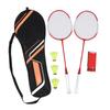 2 Player Badminton Set Low Vibration Strong Elasticity Iron Alloy Badminton Rackets Set with 3 Nylon Shuttlecocks Carry