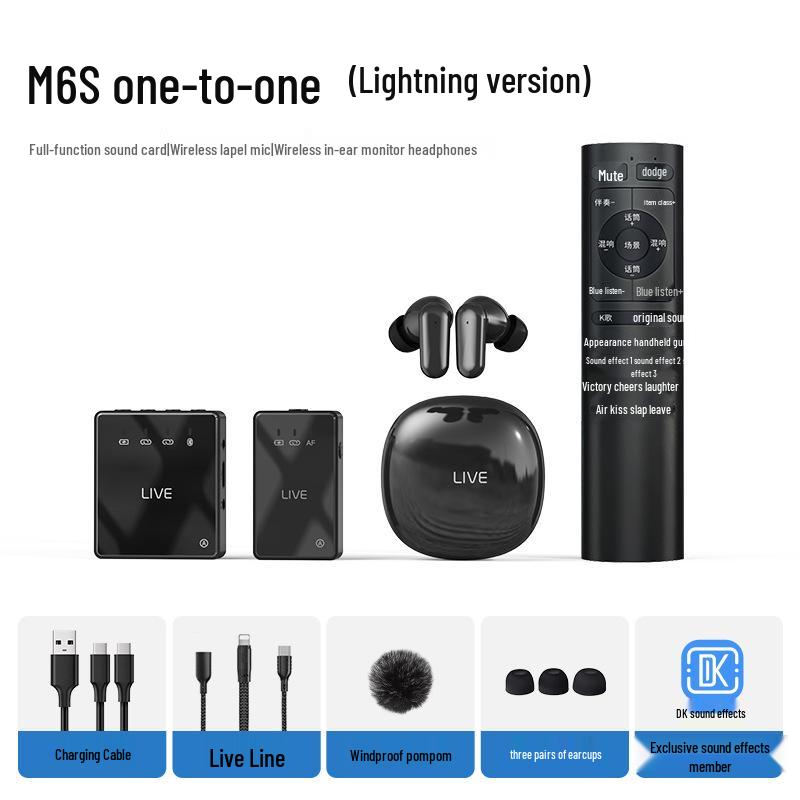 

Bluetooth In-Ear Monitor Headset with Wireless Sound Card for Live Streaming and K Song Black
