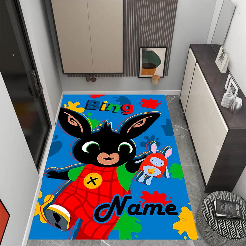 Bunny Friend Personalized Text Floor Mat Perfect for Balcony Hallway Decorate room Living Rooms Anti-slip Rug Anime Office Decor Best for Christmas