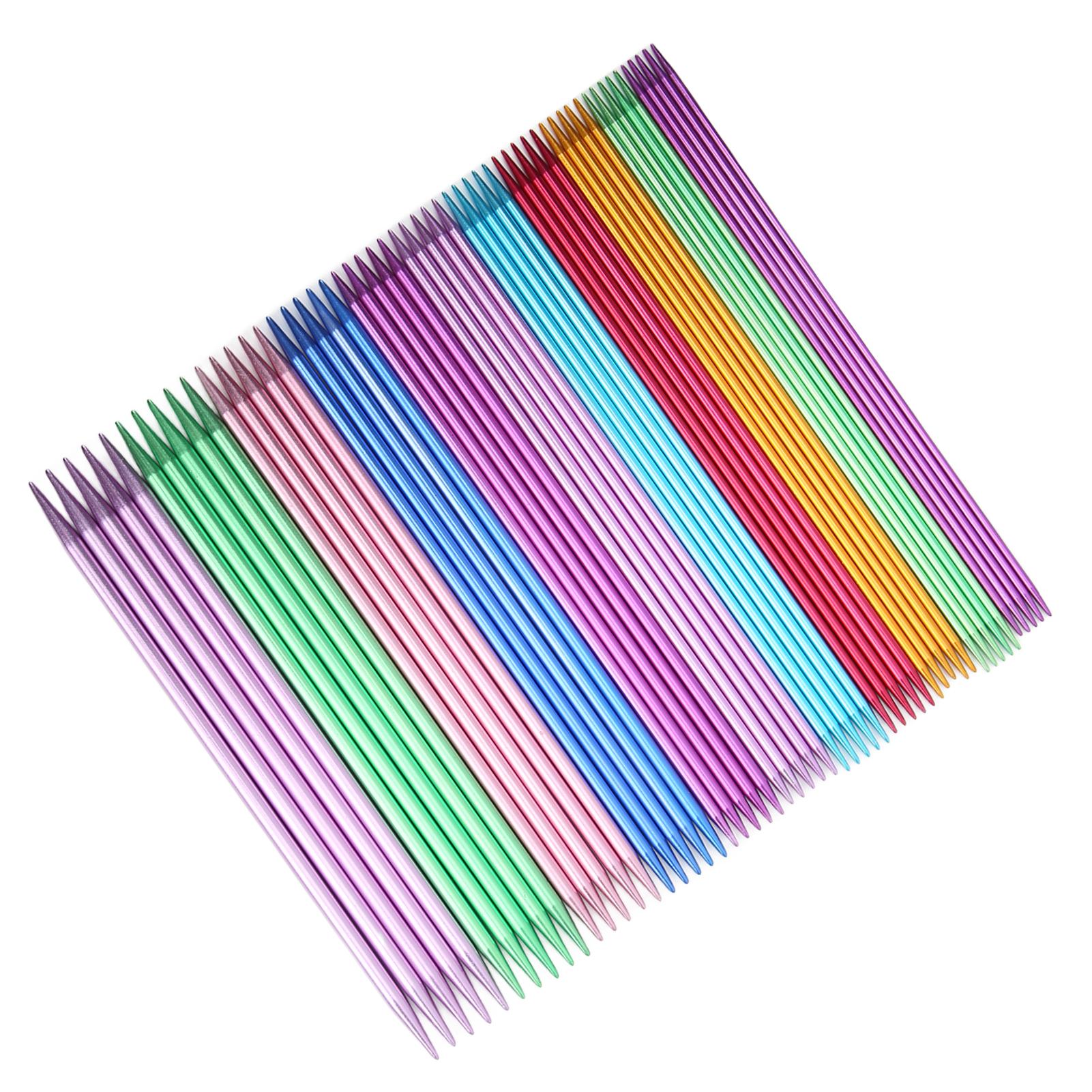 

55шт Вязальные иглы Алюминиевый материал Двойной заостренный эргономичный дизайн 20 см / 7,9 дюйма Металлические плетения иглы для домашнего хозяйства