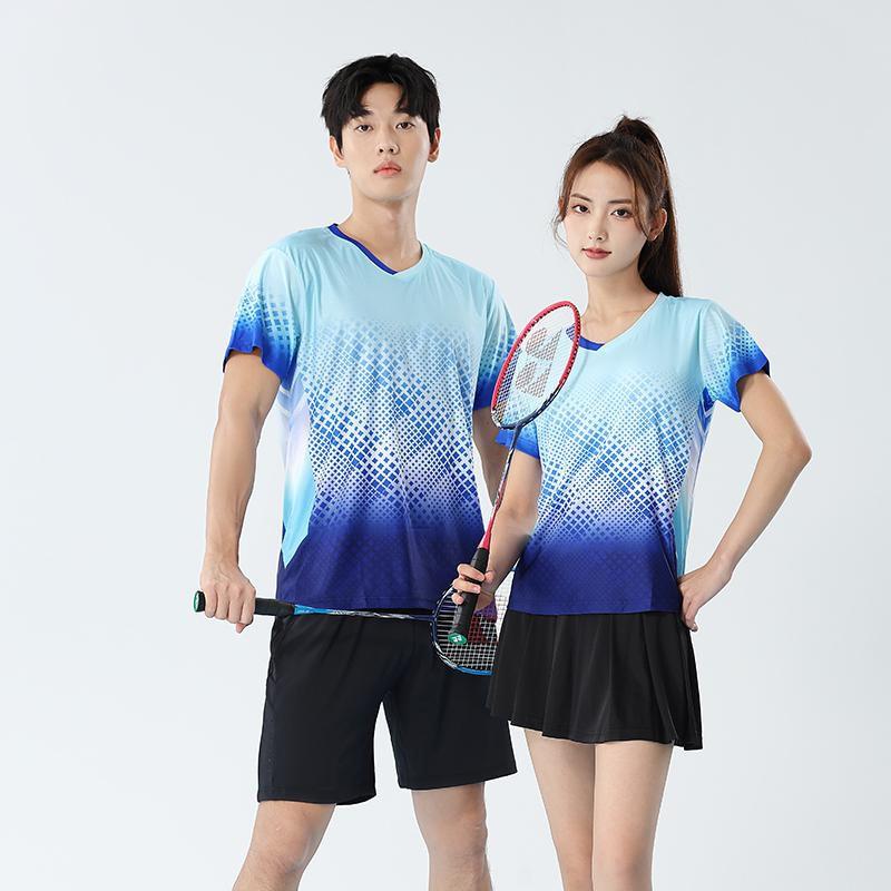 Womens Mens Quick-Dry Badminton Set Tennis Ping Pong Sportswear Activewear Short Sleeve Top Shorts Skirt