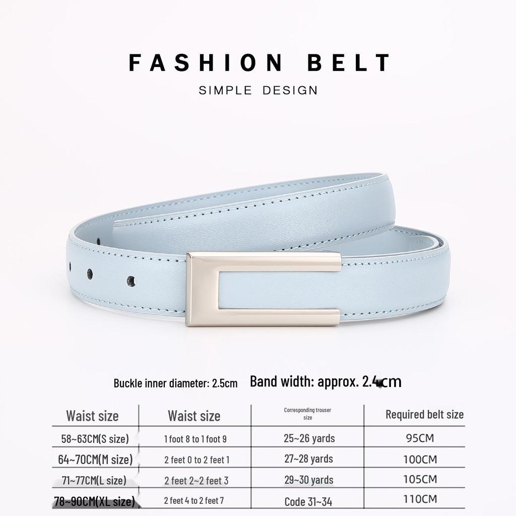 Women's Fashionable Gold Buckle Leather Belt - Versatile Cowhide Waistband for Dresses and Pants
