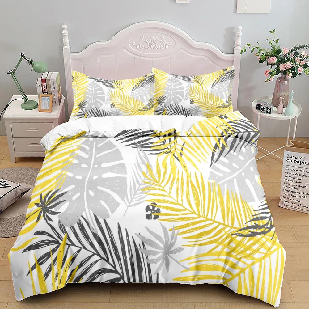 Tropical Palmtre Leaves Beding Set King Quen Double Ful Twin Single Sized Dimensions Soft with Soft Fabric Duvet Cover Pilow Case Bed Linen Set