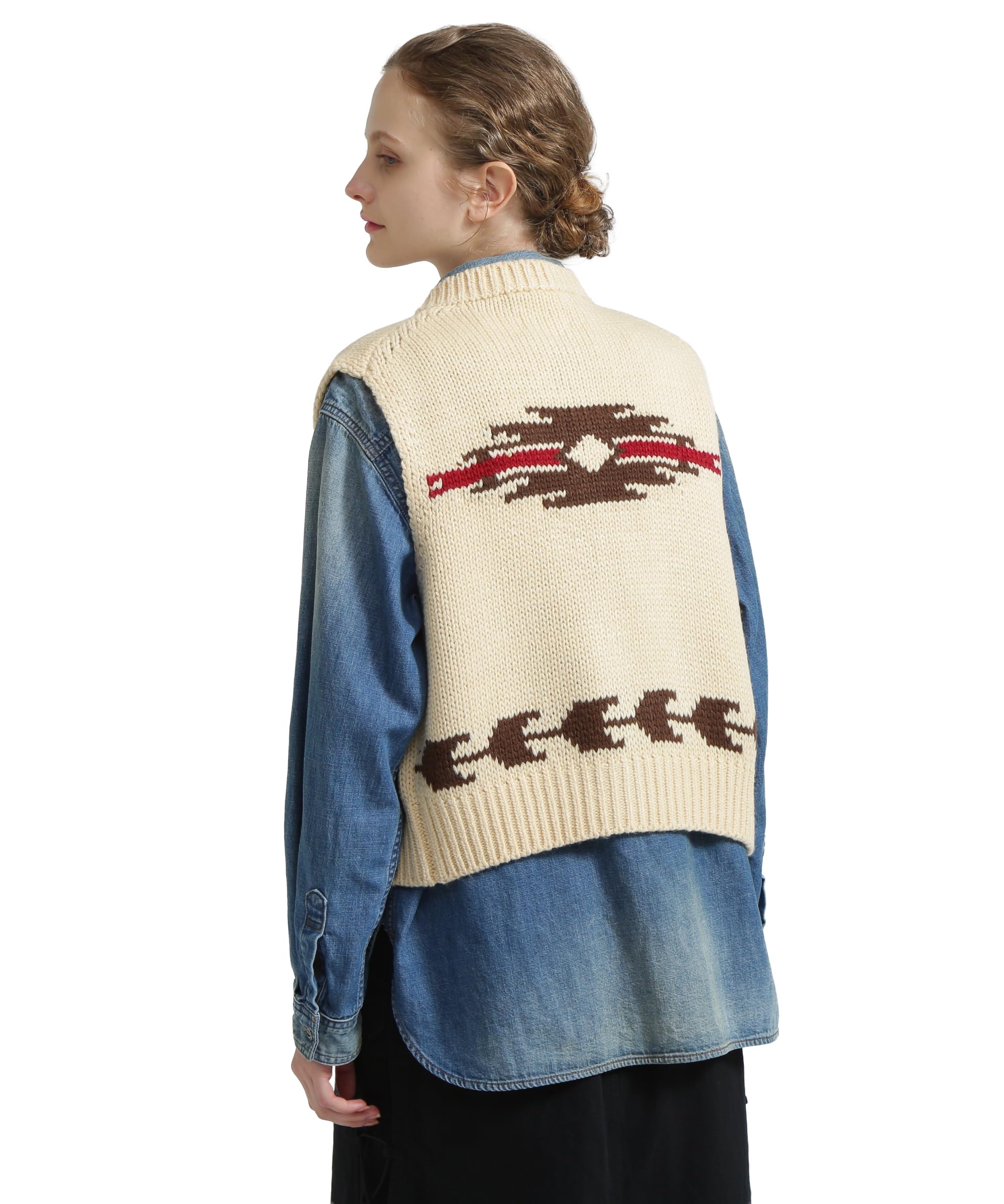 

AVIREX Limited Edition PATTERN KNIT VEST Women s F 362 Ivory 783-5244601