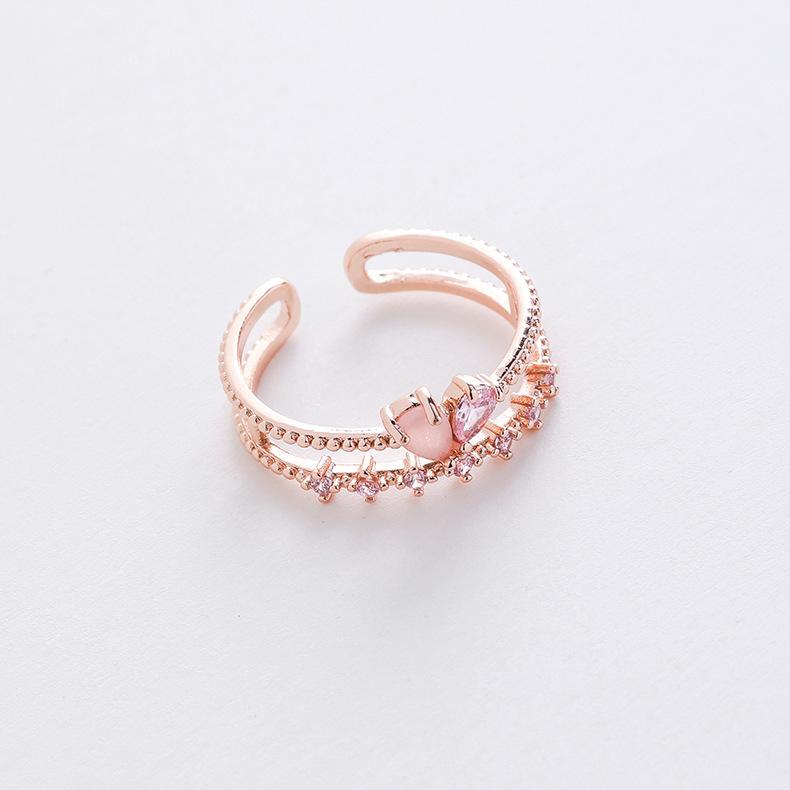 A variety of micro-set crystal zircon ring sweet and elegant ring popular jewelry
