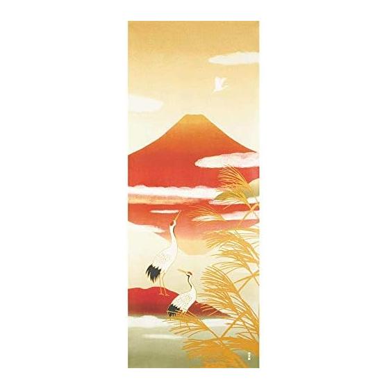 Hamamonyo Tenugui Towel - Cranes and Akane Fuji - 100% Cotton, 34cm x 90cm
