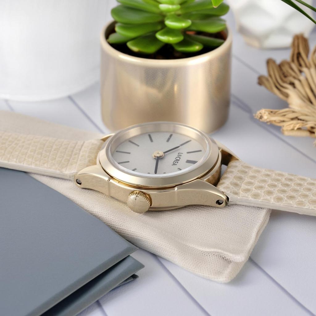 Solar Watch for Made in Japan Lizard [LCREA] LC2001-GPRIV Women, (Genuine Leather/Ivory)