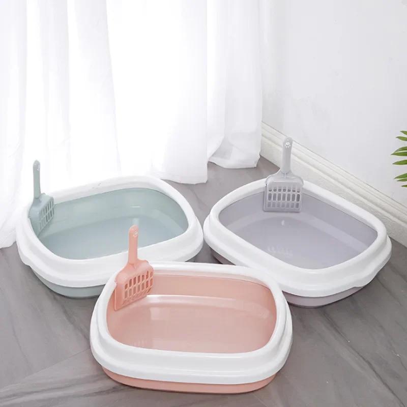 Pet Cat Cleaning Bath Basin Semi-Closed Cat Litter Box Anti Splash Toilet Sandbox Bedpans Cat Supplies For Daily Cat Toilet Use