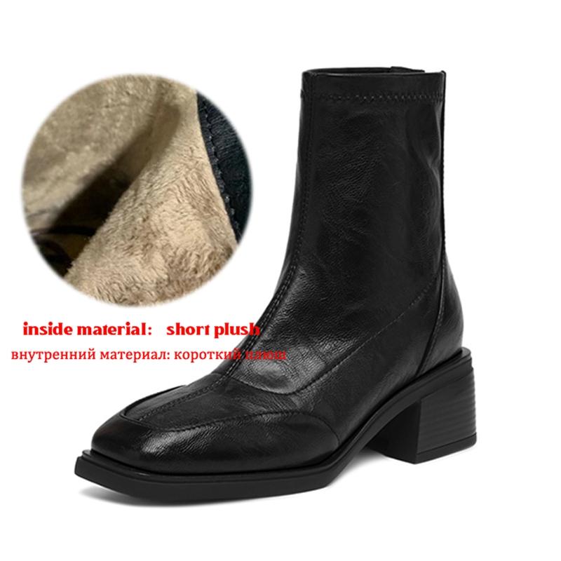 Krazing Pot Microfiber Winter Square Toe Modern Size 33 Boots Size 43 Zipper Fashion Ankle Boots