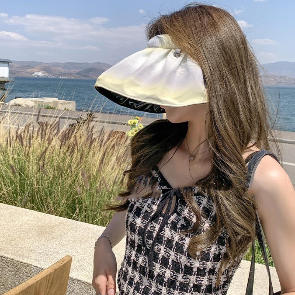 Sunshade Vinyl Sunscreen Hat Empty Top Summer Shell Cap Simple Dual Use Hair Hoop Travel