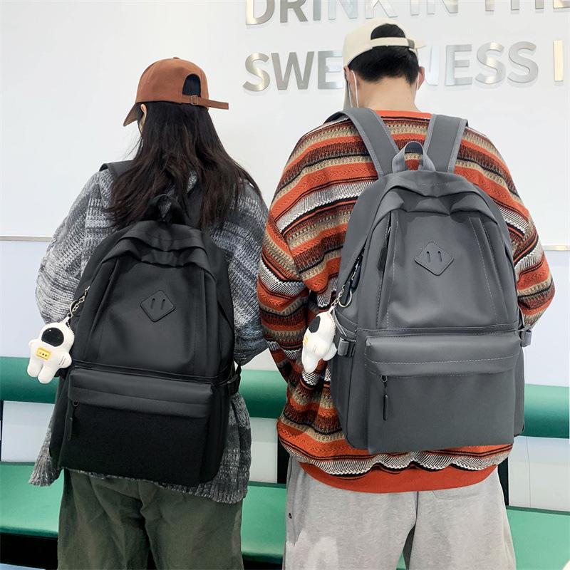 Unisex Advanced PU Schoolbags for College Students High School Elegant Black 3 Pcs Set Backpack with Study Bag Pencil Box