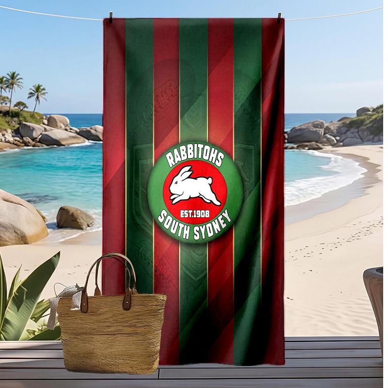 South Sydney Rabbitohs Print Beach Towel Soft Portable Quick?dry Towel For Pool Summer Vacation Outdoor Sport
