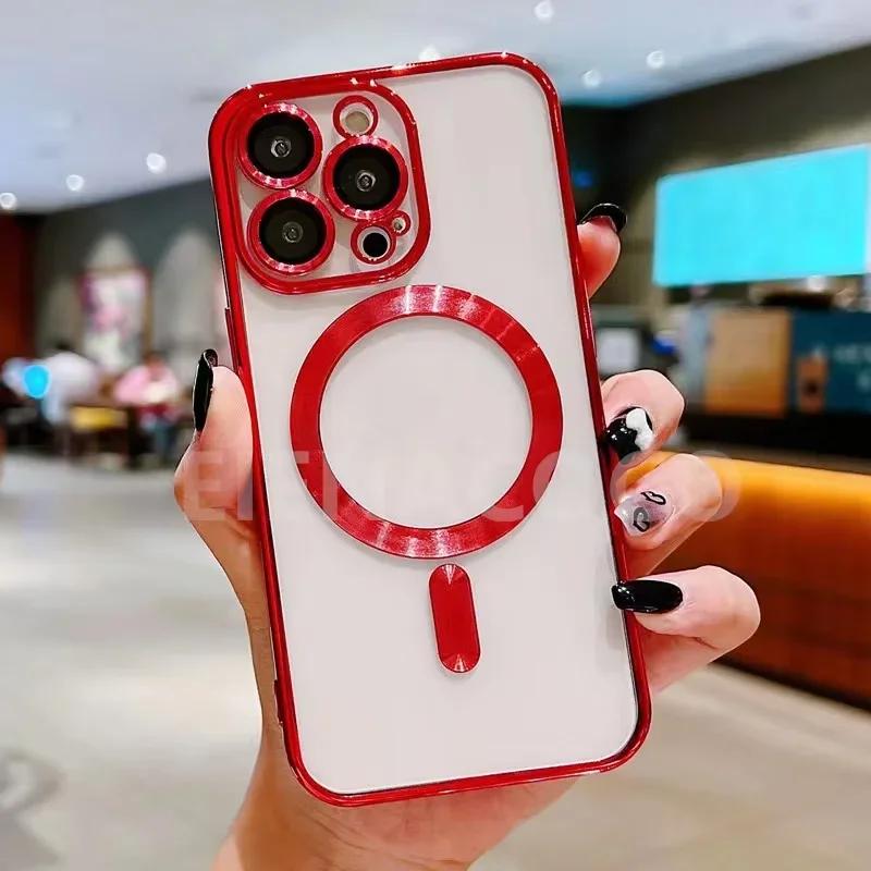 Full Protection Magnetic Wireless Charge Case For  For For Iphone 17 16 15 14 13 12 Pro Max Case With Camera Lens Protector