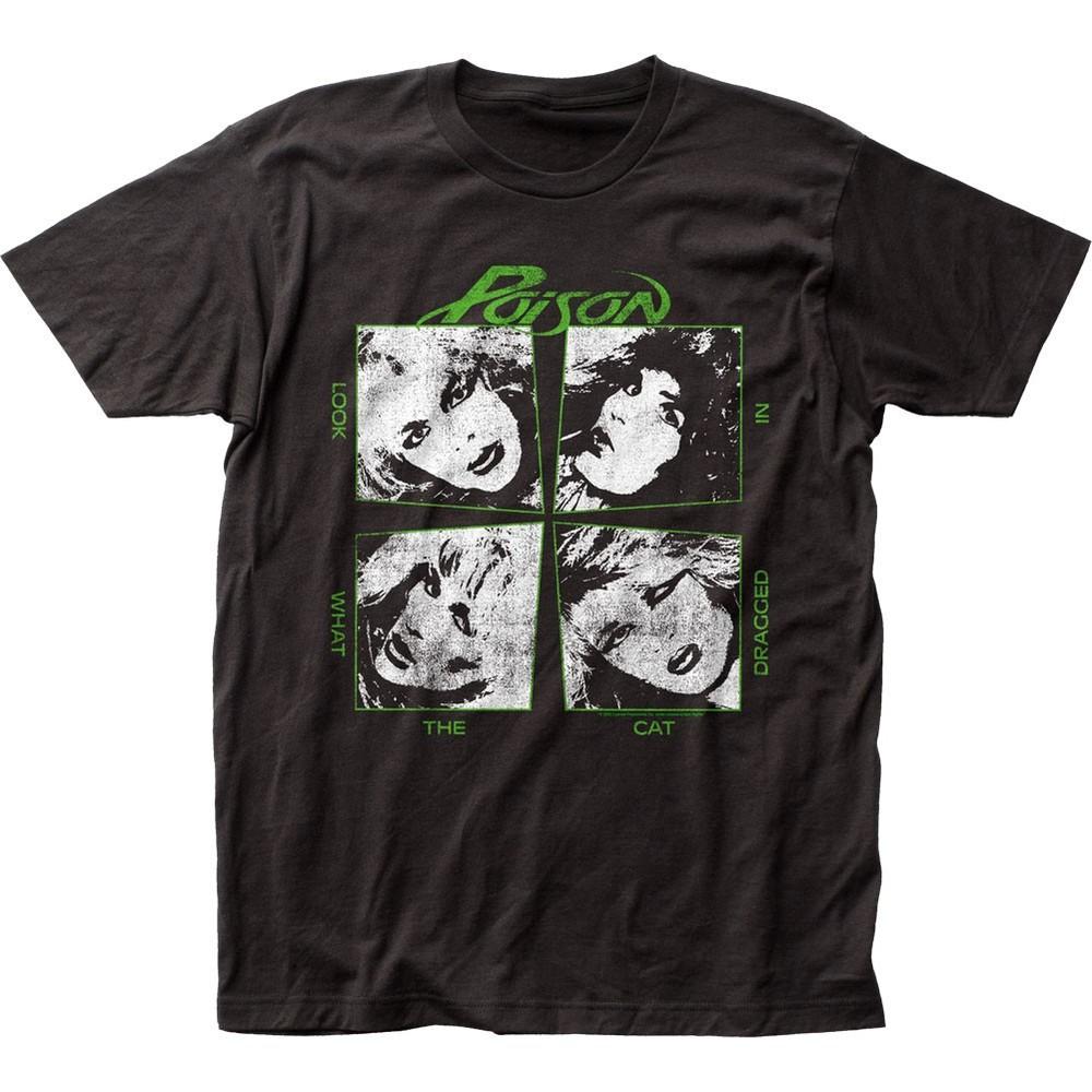 Poison Look What The Cat Dragged In Mens T Shirt Music Classic Rock Band Black Unisex T-Shirt XXL