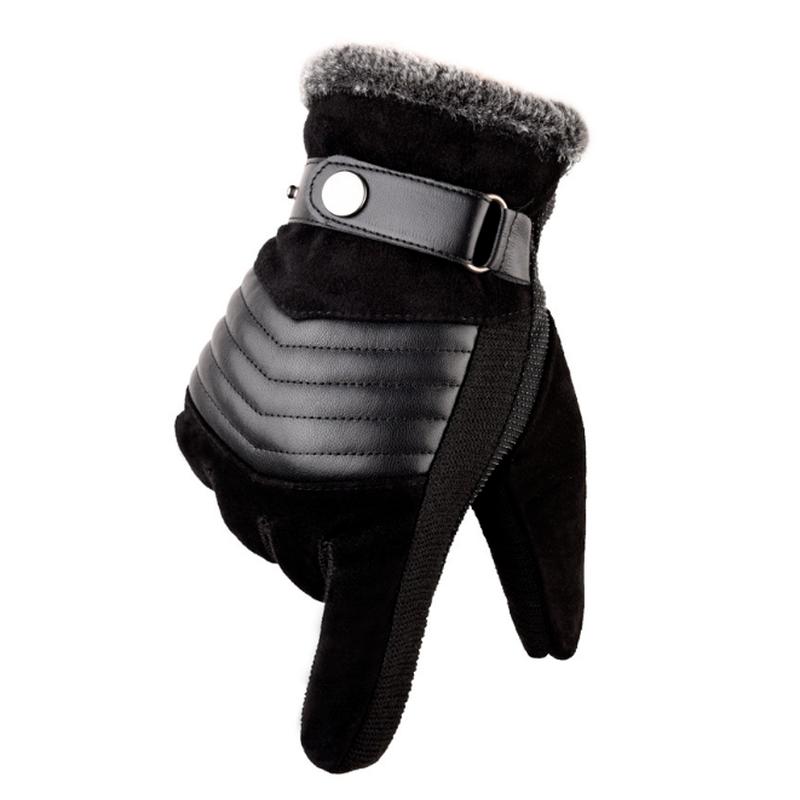 Mens Leather Genuine Gloves Russia Winter Gloves Warm Thick Driving Skiing Men's Gloves