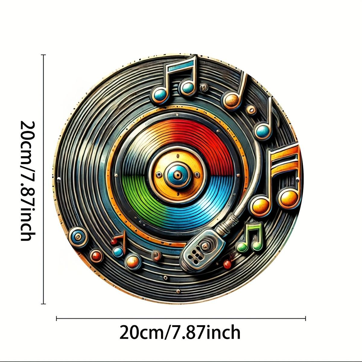 

Vintage Vinyl Record Tin Sign - Retro Music Wall Decor with Colorful Vinyl Player & Musical Notes, Party Decoration, Room Decor 20x20cm белый