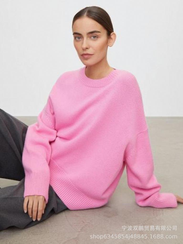 Russia's hot-selling solid-color crew-neck sweater women's 2026 popular soft-knitted top