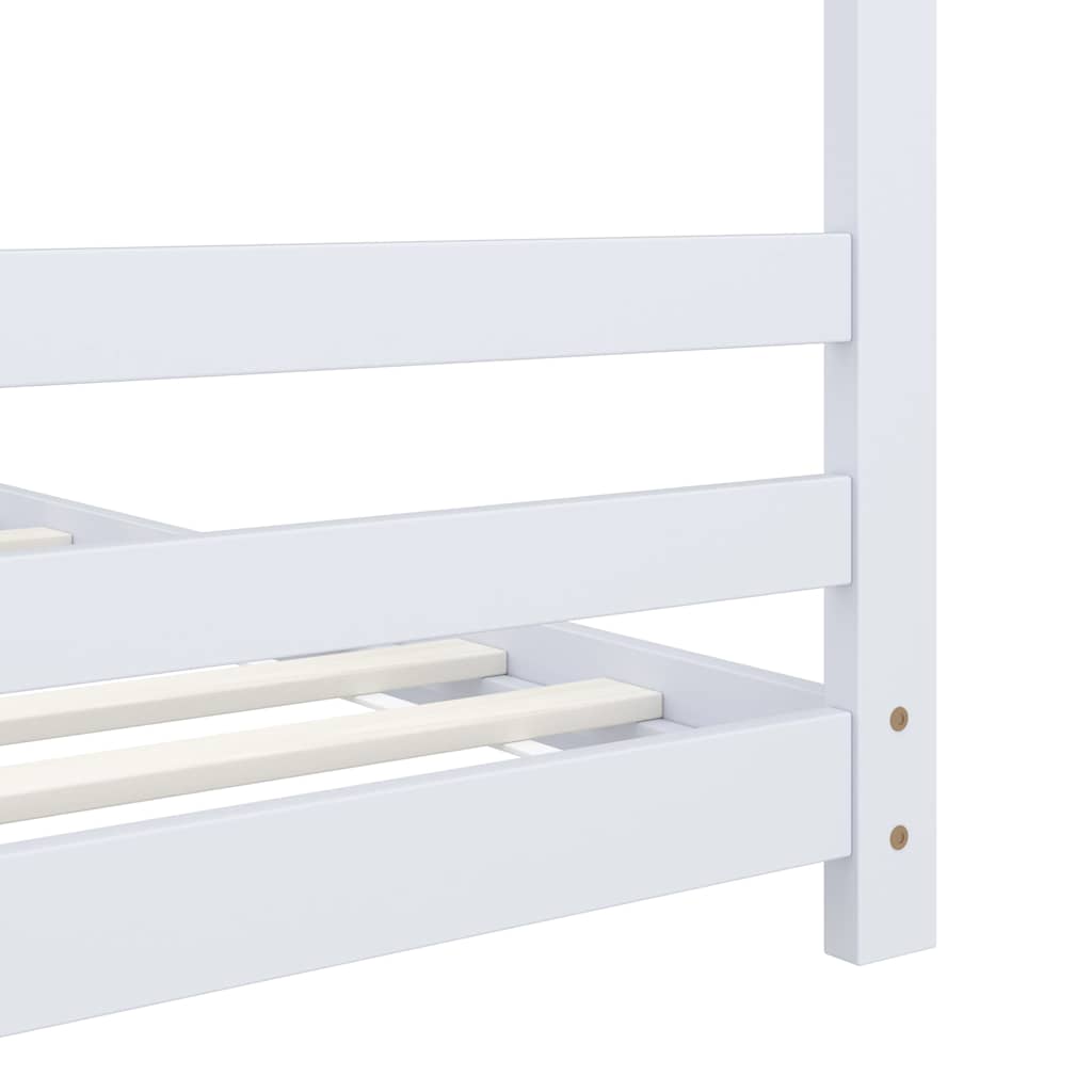 Kids Bed Frame White Solid Pine Wood 70 X 140 Cm