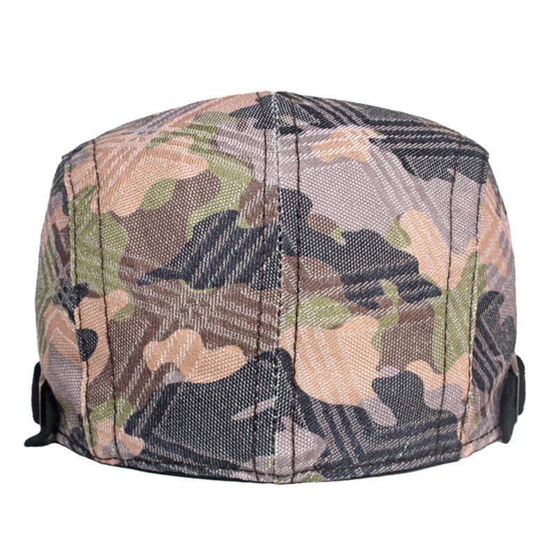 Men Women Scrawl Camouflage Duckbill Beret Cap Hollow Breathable Cotton Adjustable Cabbie Newsboy Driving Hunting Flat Hat