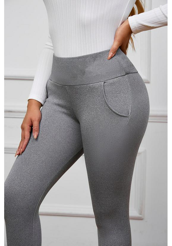 Damen Hohe Taille Fleecegefütterte Woll-Leggings - Warme Skinny Yoga-Hose für Herbst/Winter