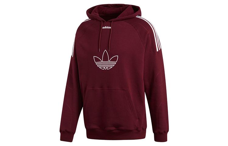 Adidas Originals Flock Sweatshirts Men s Dark Reddish Purple Hooded Moderate Regular DU8114 S
