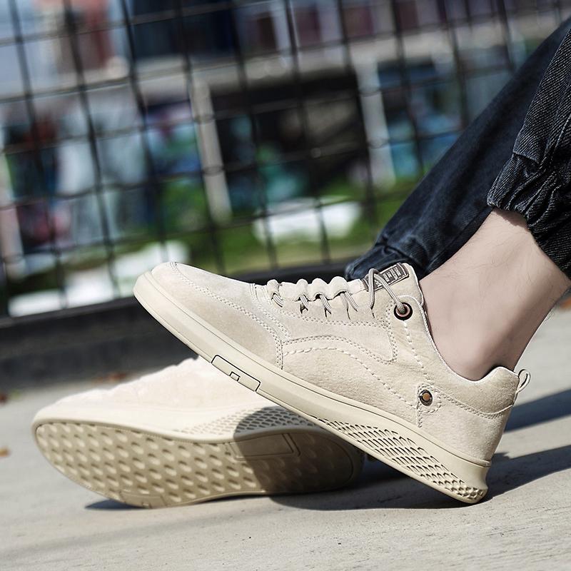 Fashion Leather Fashion Skate Shoes Men All-match Men's Walking Shoes Lightweight Men's Vulcanize Flats Male Comfortable Driving Shoe