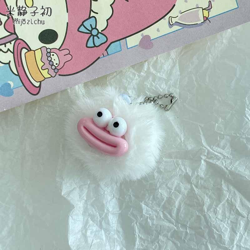 Funny Sausage Mouth Keychain - Cute Plush Hairball Pendant for Backpacks & Car Keys, Whimsical Bag Charm Accessory Gift