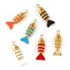 2 PCs 304 Stainless Steel Ocean Jewelry Charms 18K Gold Plated Enamel Fish Animal 3D Pendants For DIY Necklace Jewelry Making
