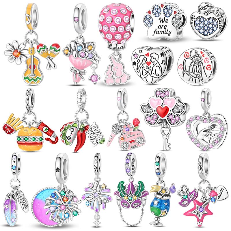 Copper Family Charm Pepper Elephant Dance Dangle Pendant Fit Original Charm Bracelets Women Diy Jewelry Gift