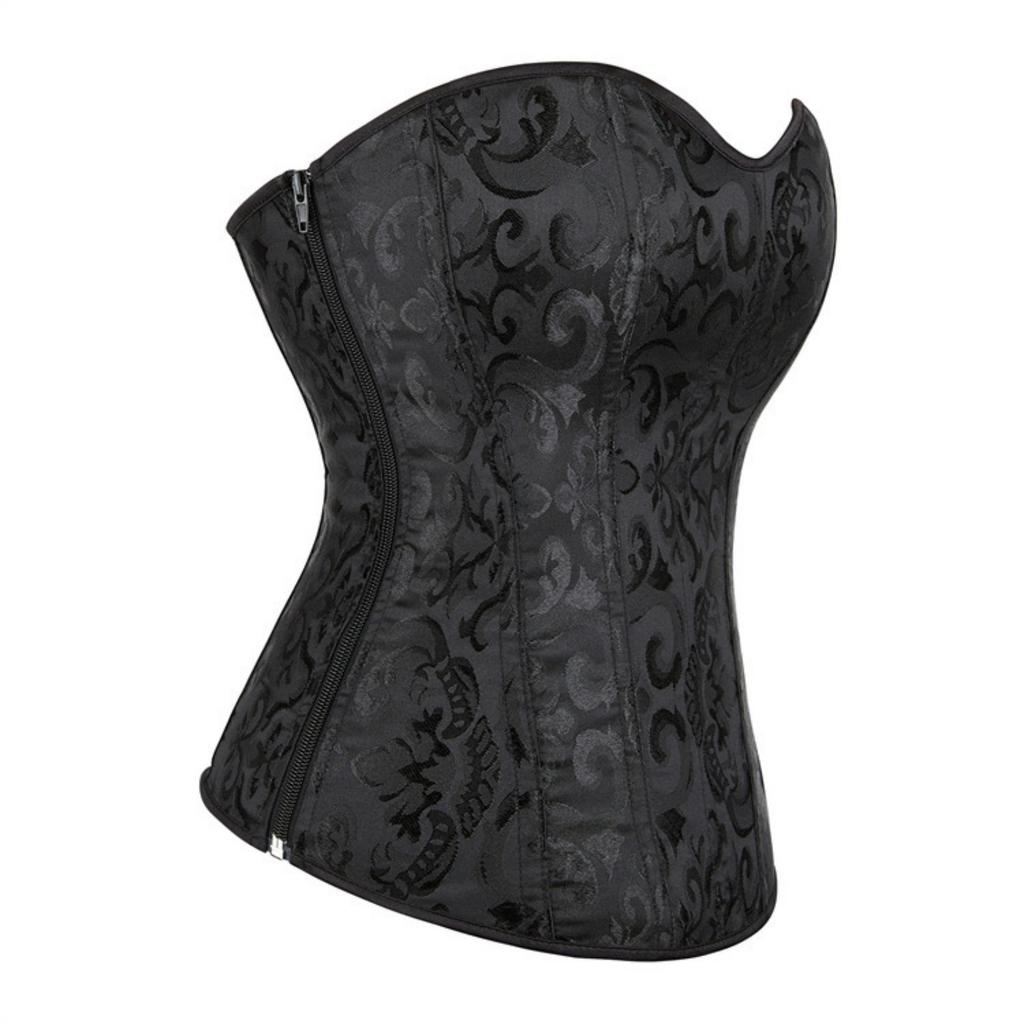 Women's  Sexy LaceBack Zip Corset Top Bustier G-string Body Shapewear