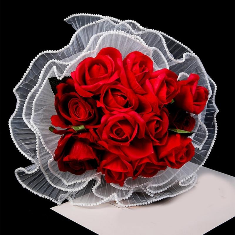 Translucent Pearls Edge Bouquets Wrap Softable Breathable Bouquets Wrap for Weddings and Special Occasion