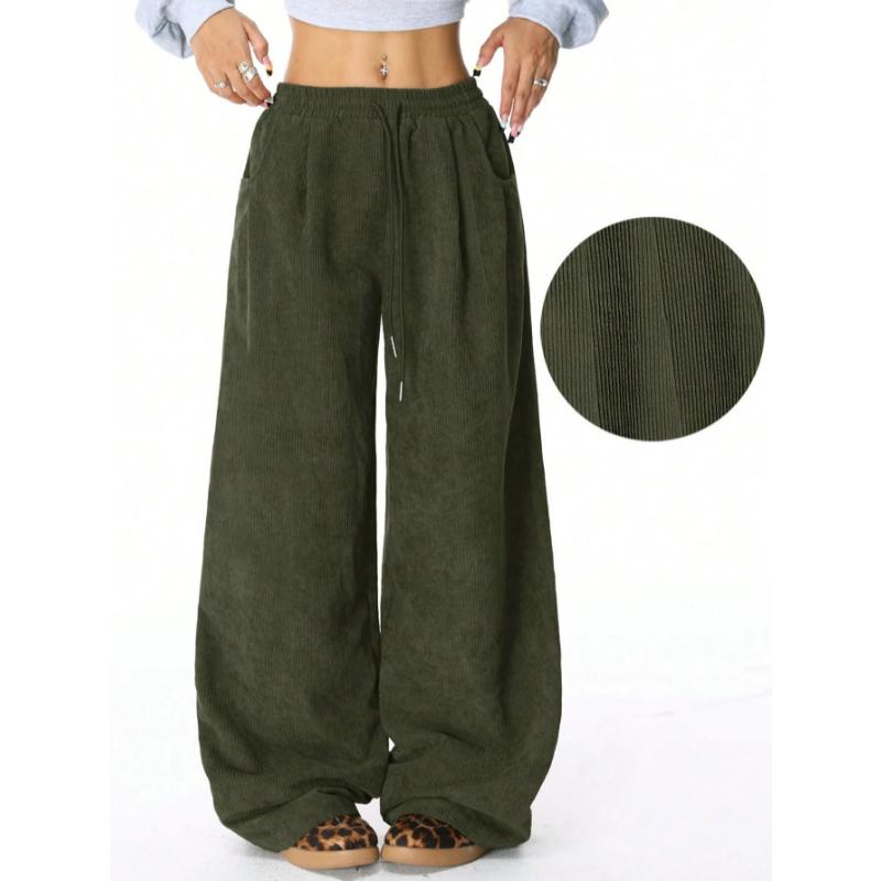 Neue Damen-Freizeithose im lässigen Stil, hohe Taille, weit geschnitten, mit Tunnelzug und fließendem Sitz für täglichen Komfort