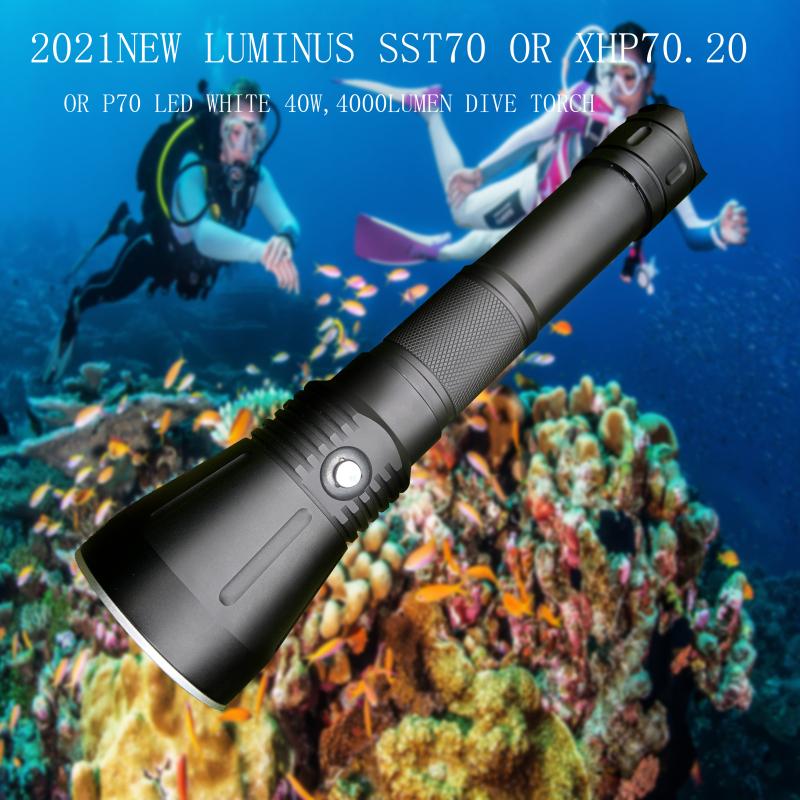 Flashlight SST70 P70 26650 Battery 4000 Lumens Bright Light Diving Flashlight
