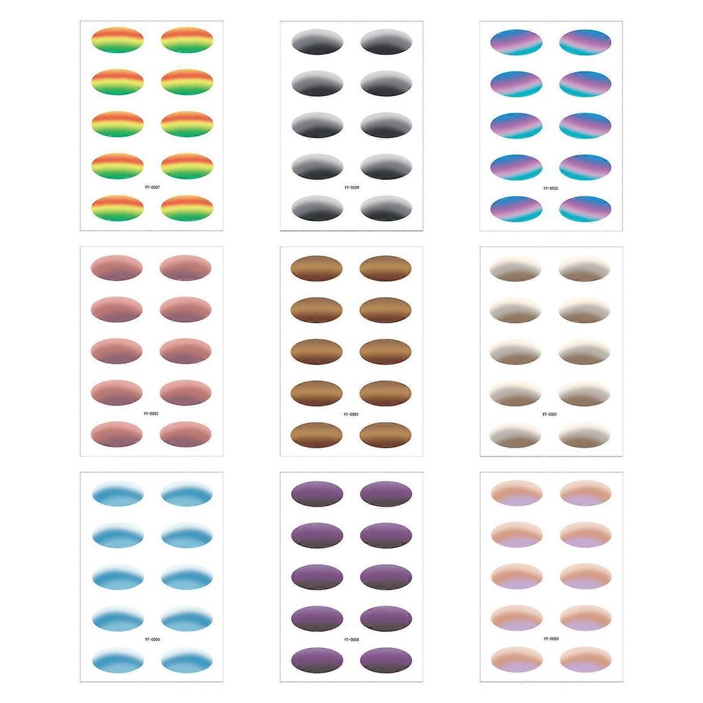 Pack of 9 Waterproof Temporary Eyeshadow Stickers Sweat Resistant Quick Application Party Makeup 9 Colors Multicolor