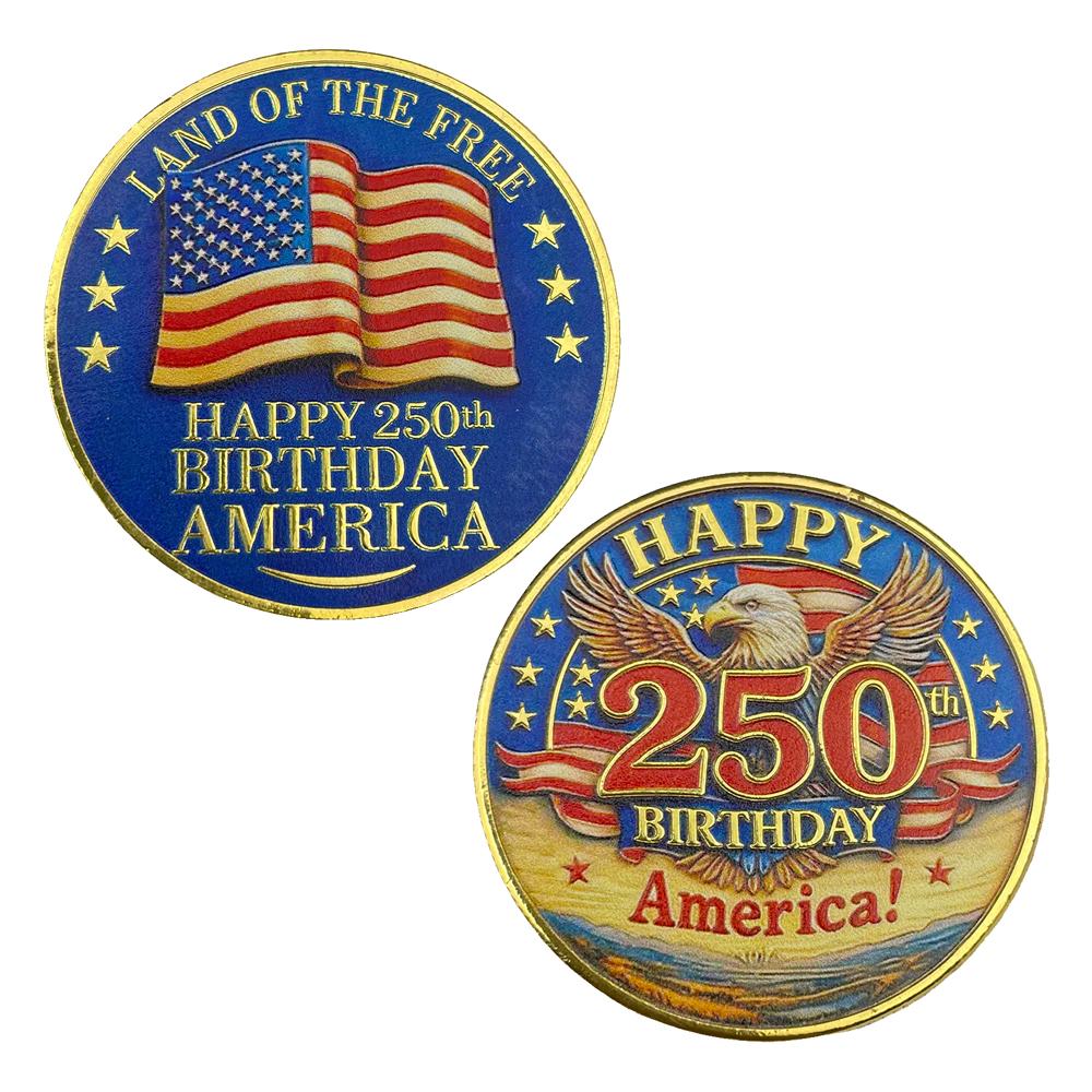 Happy 250th Anniversary of American Independence Challenge Coin 2026 National Birthday Commemorative Coin in Capsule