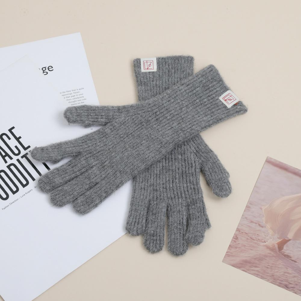 Gants d'Automne et d'Hiver en Laine Vierge pour Femmes En Hiver Doux Coréen Laine Étiquetée Tricotés Chauds et Froids Écran Tactile