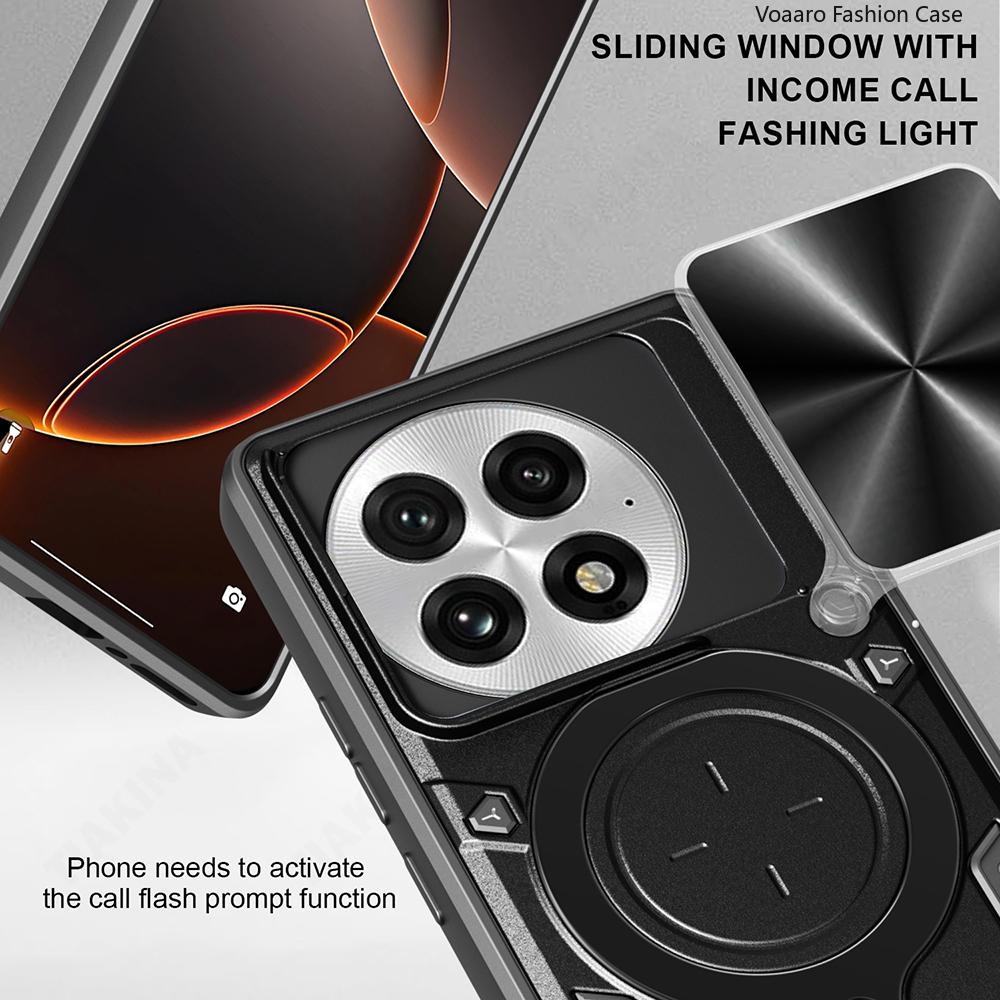 Schiebeobjektiv Push-Fenster Armor Funda für Oneplus 13 5G Hülle für Oneplus 13 5G Hülle Magnetischer Drehring Ständer Halter Abdeckung
