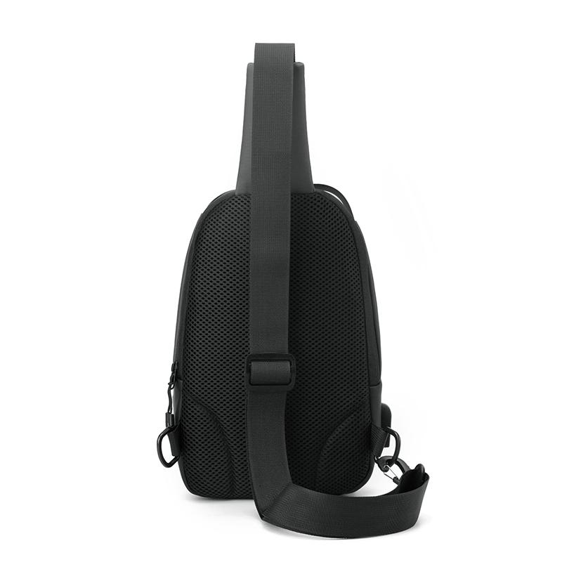 Sporty Men's Waterproof Sling Bag - USB Power Bank Port + Multi-Compartment Chest Pack (Anti-Sweat & Durable Design)