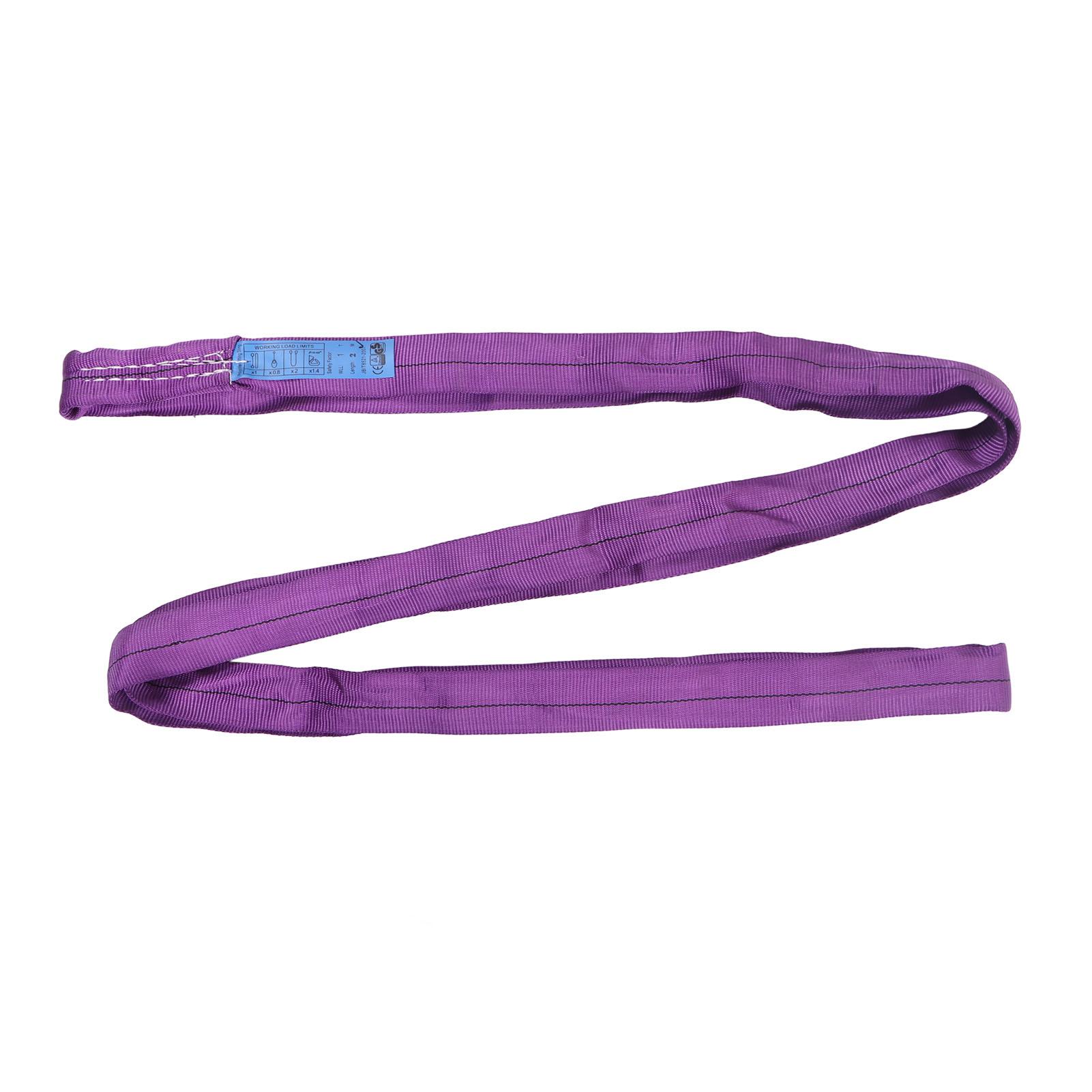 

Flexible Purple Polyester Rigging Lifting Strap 1T 2205LB Bearing 2M 6.56FT Length Hoisting Towing Lift Sling