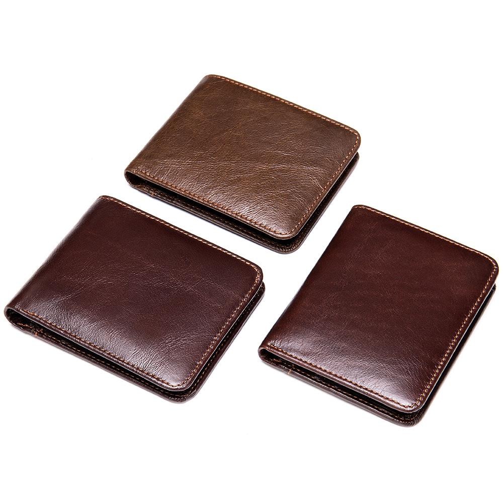 Handmade Genuine Leather Men's Wallet: Short Retro Card Holder & Coin Purse, Multi-Card Layer, Anti-Magnetic Cowhide Bag